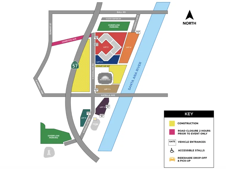 Honda Center parking map Honda Center parking map